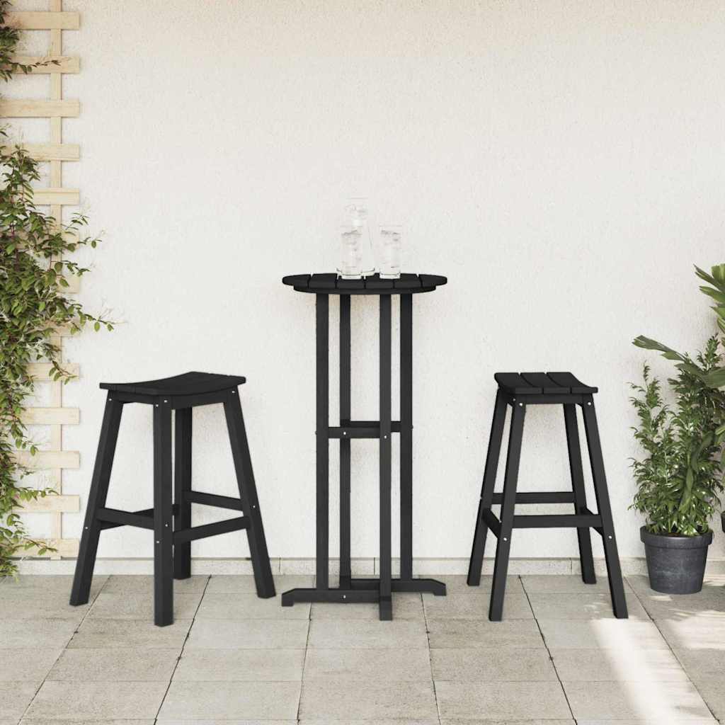 Bar Stool 2 pcs Black 52 x 43 x 73,5 cm HDPE