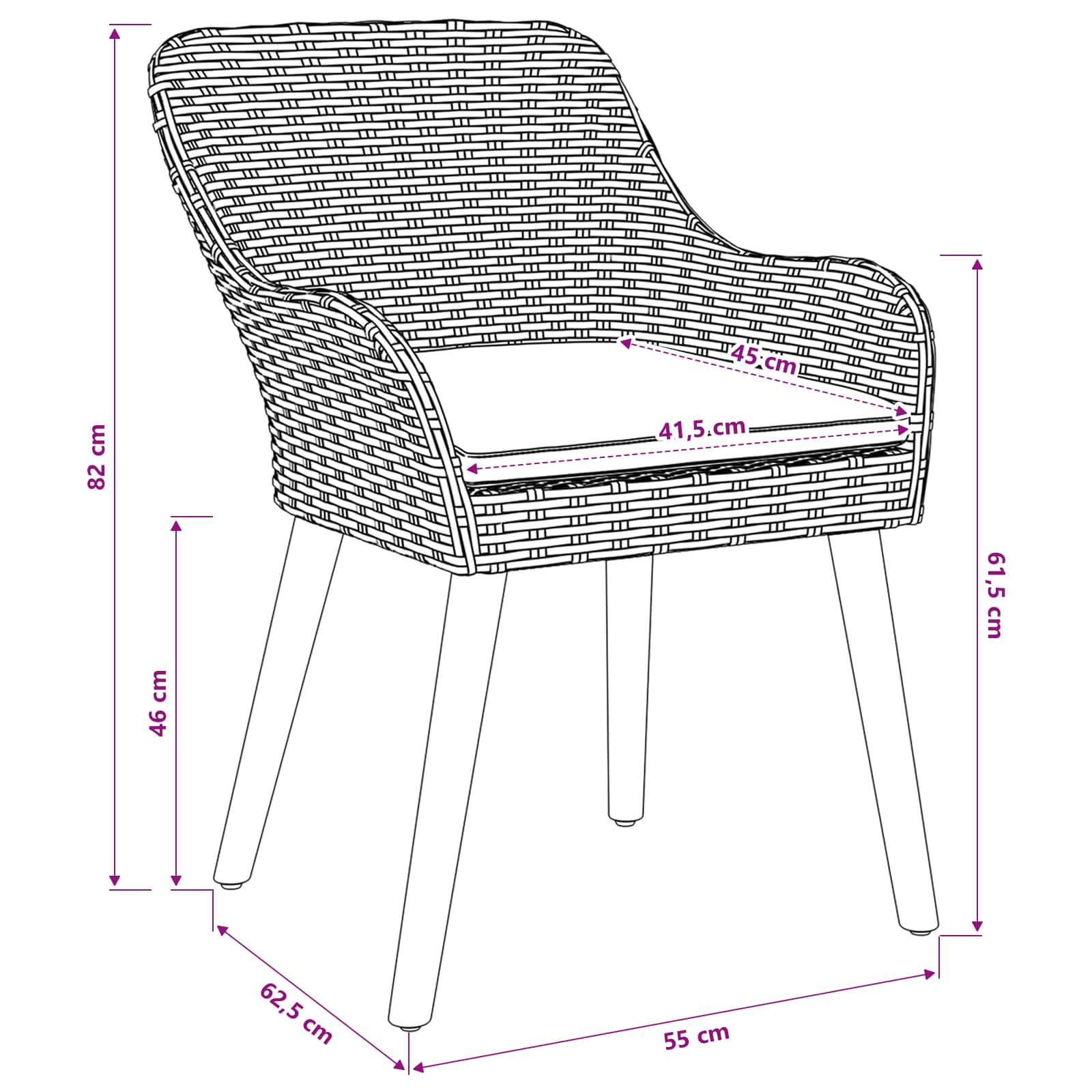 Garden Chair 2 pcs Black Poly Rattan