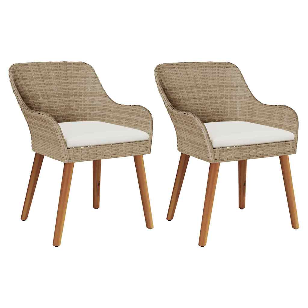 Garden Chair 2 pcs Beige 62.5 x 55 x 82 cm Poly Rattan