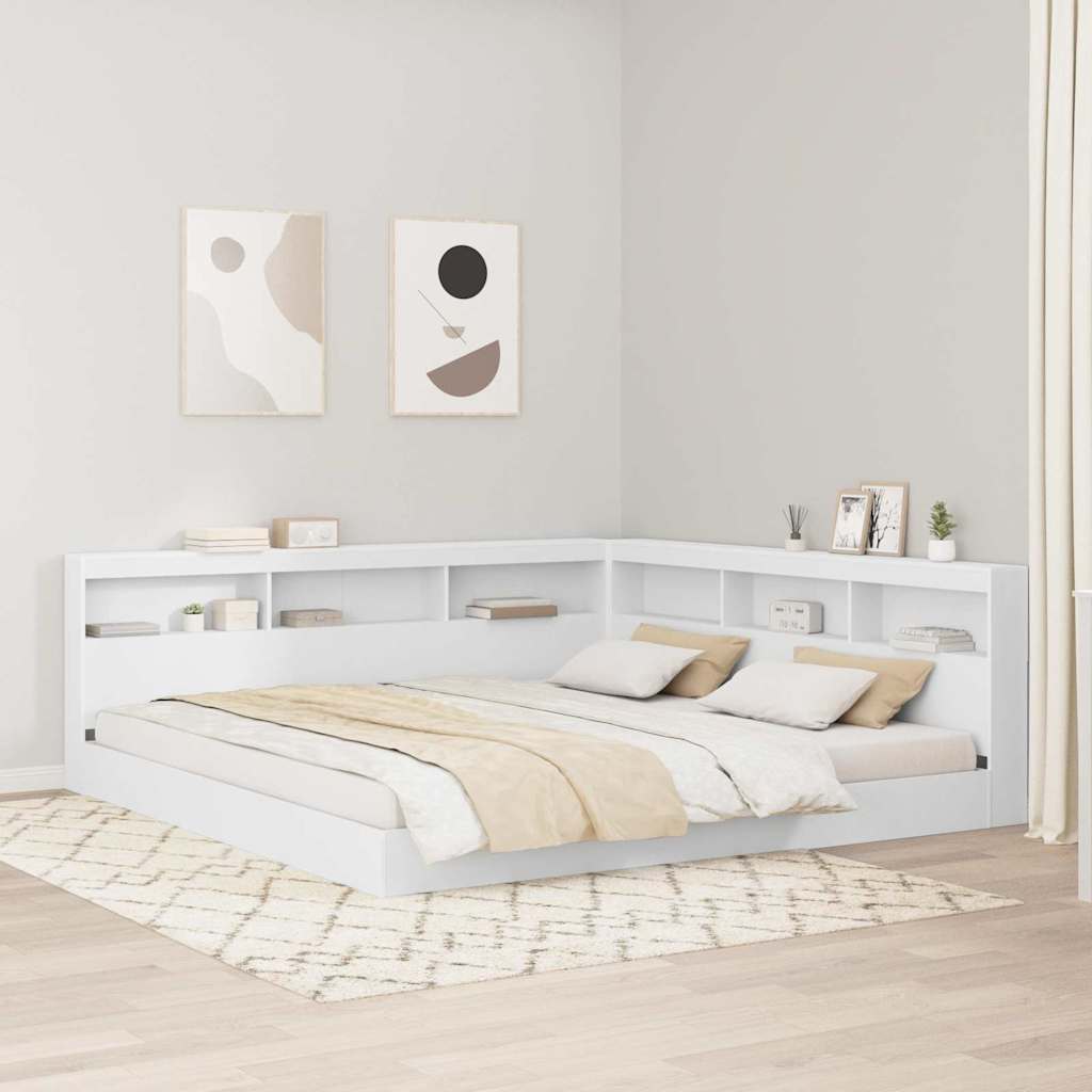 Bookcase Bed with Shelf White 180 x 200 cm Engineered Wood