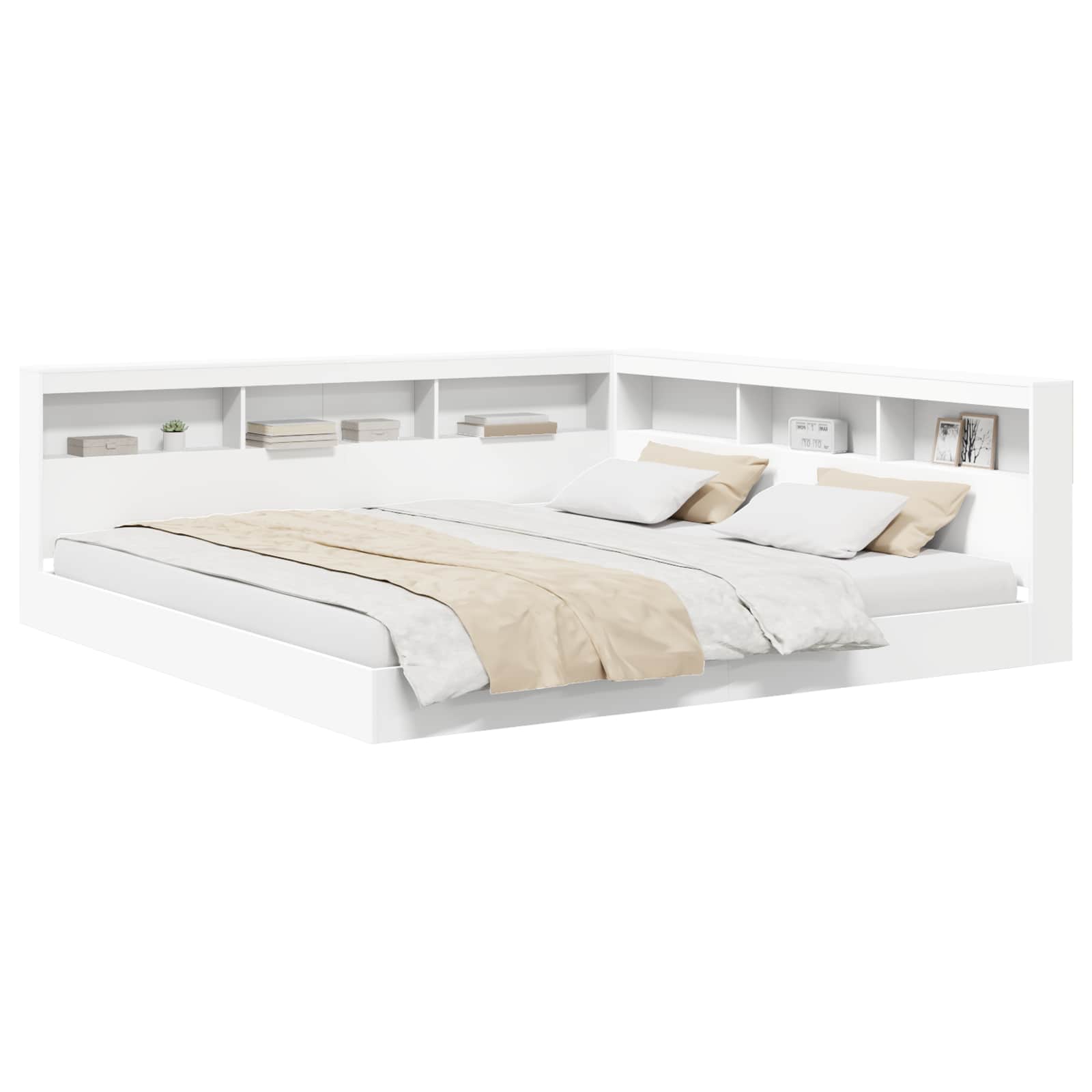 Bookcase Bed with Shelf White 180 x 200 cm Engineered Wood