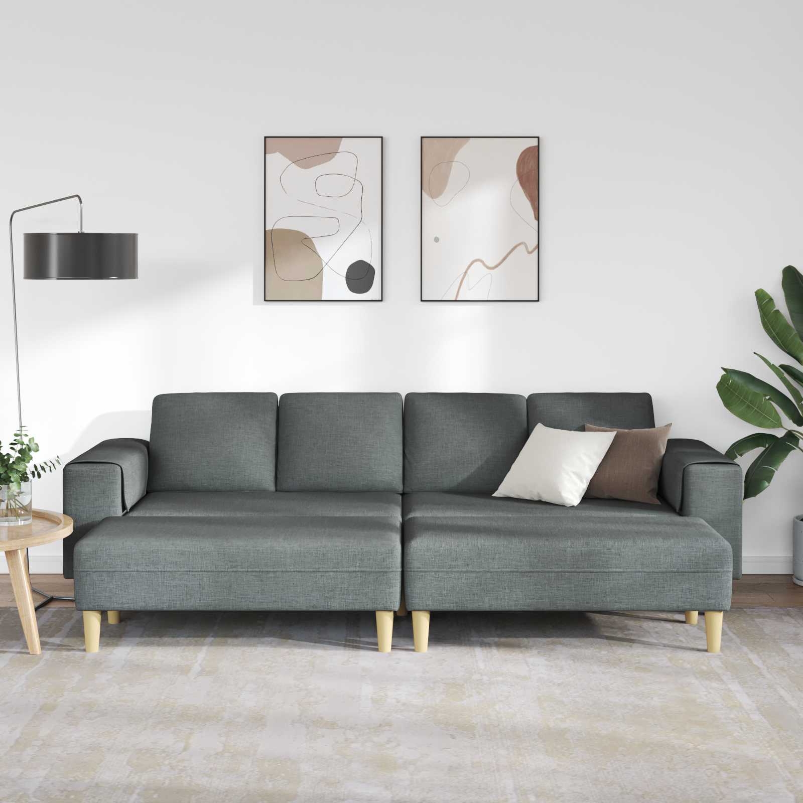 Living Room Couch 3 pcs Dark Grey Polyester