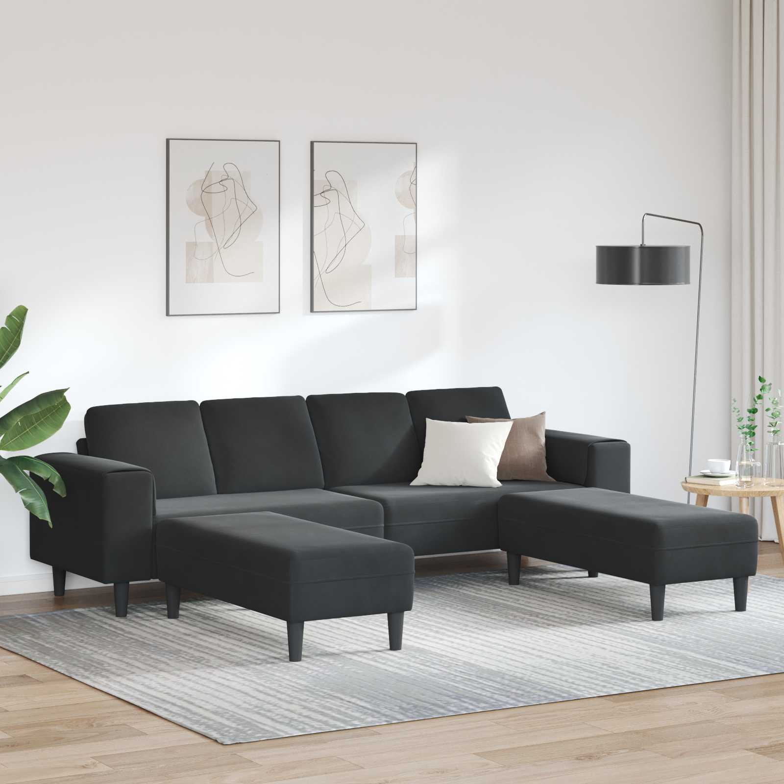 Living Room Couch 3 pcs Black