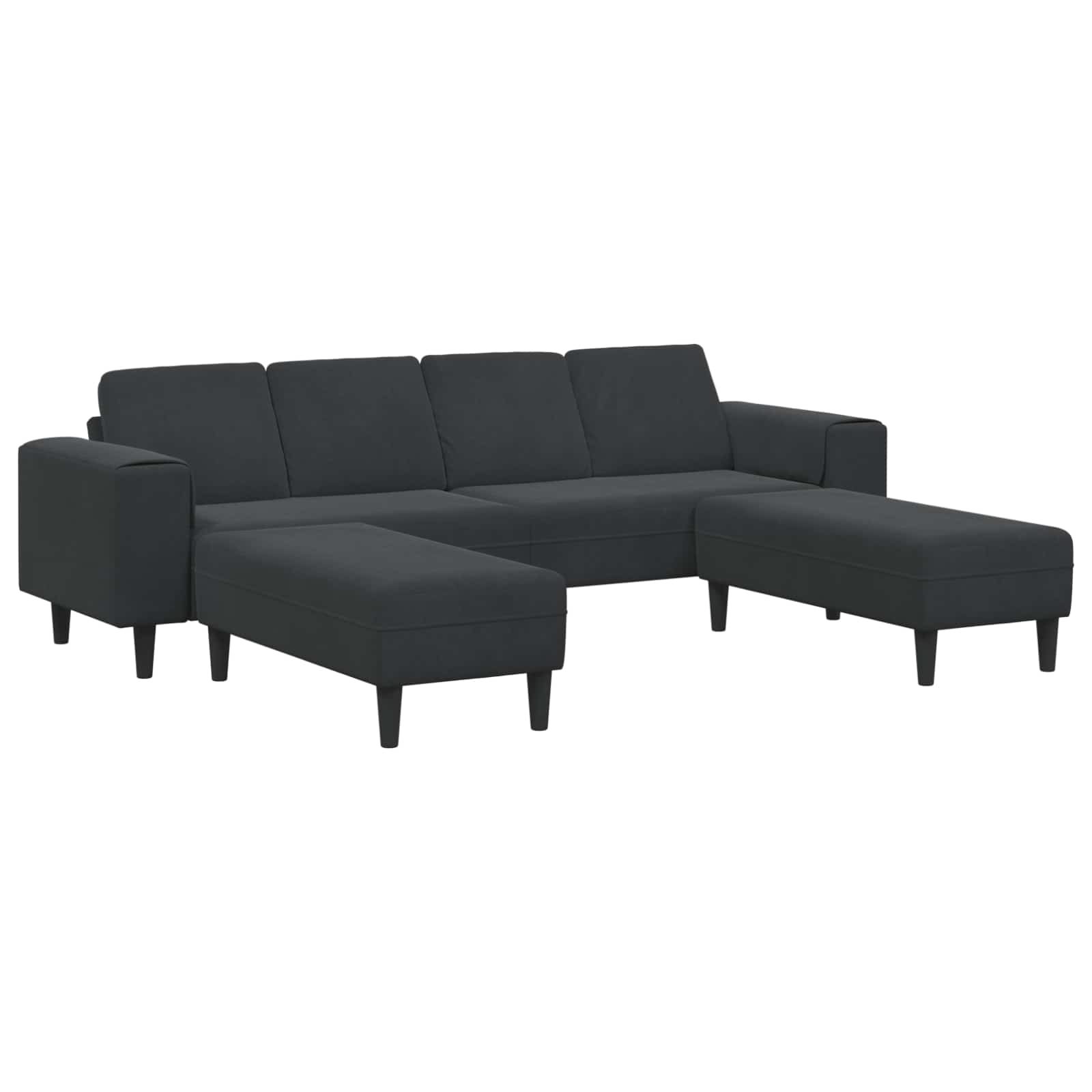 Living Room Couch 3 pcs Black 250 x 188 x 76 cm