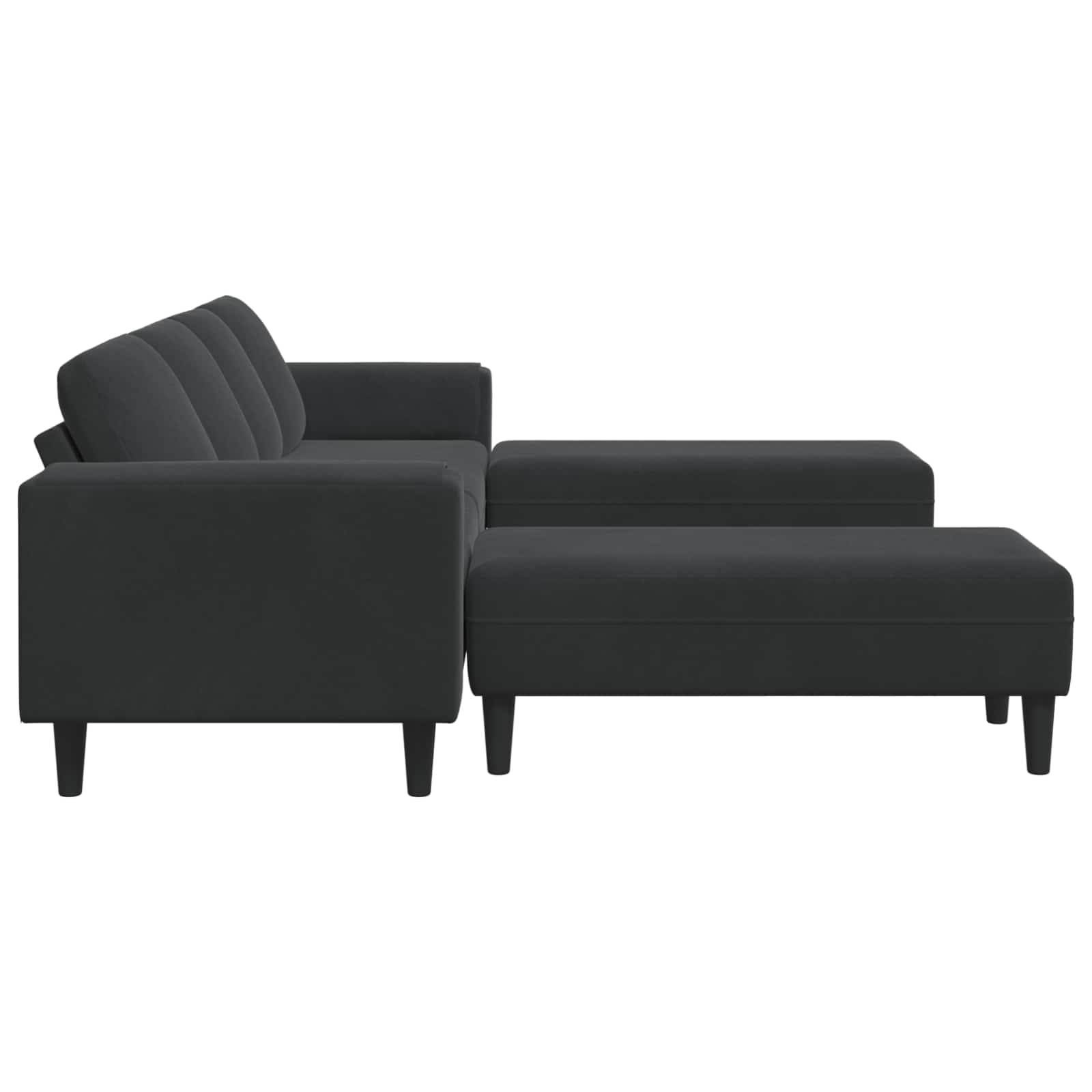 Living Room Couch 3 pcs Black 250 x 188 x 76 cm
