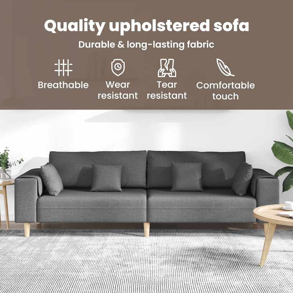 Sofa with Cushion Dark Grey 250 x 77 x 76 cm Fabric