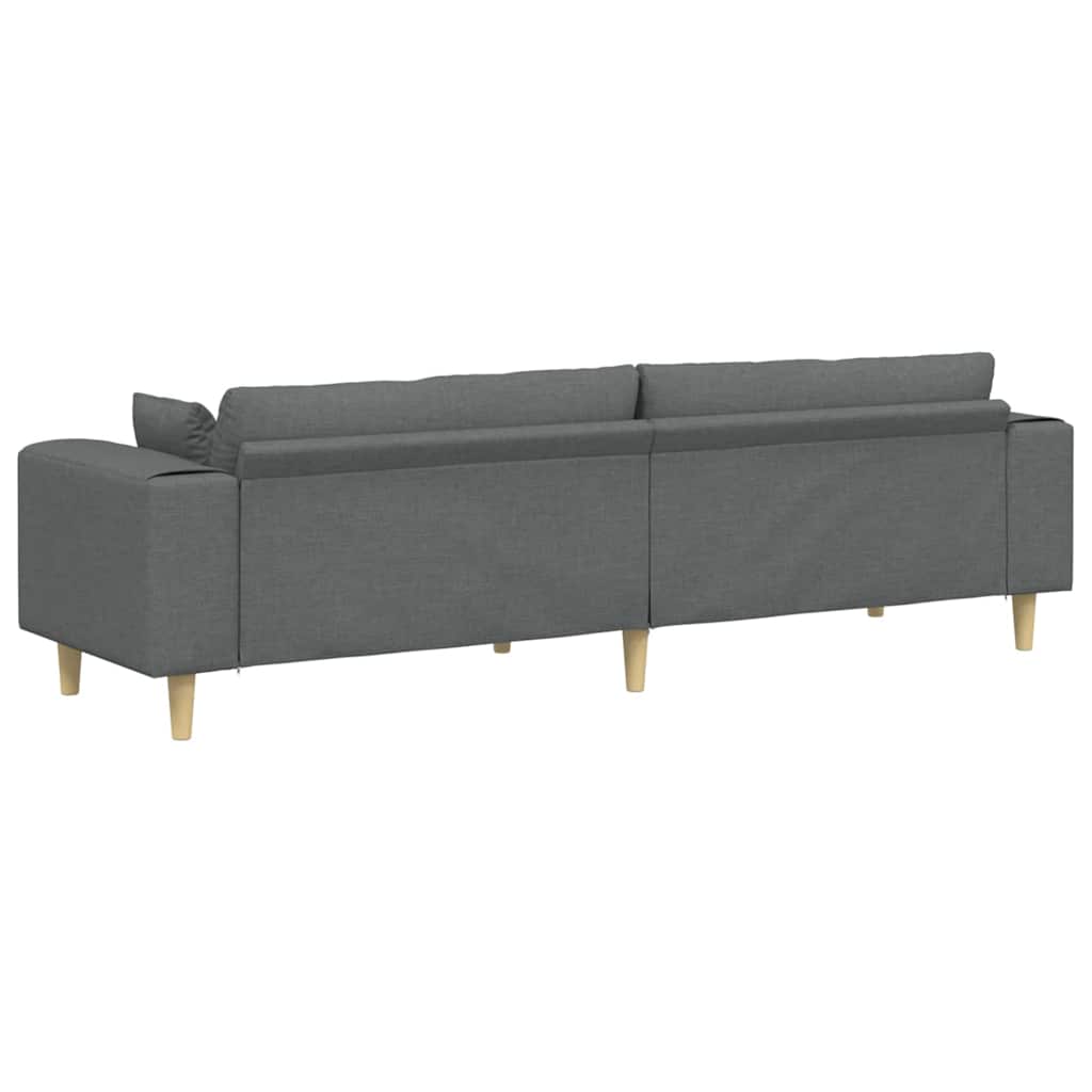 Sofa with Cushion Dark Grey 250 x 77 x 76 cm Fabric