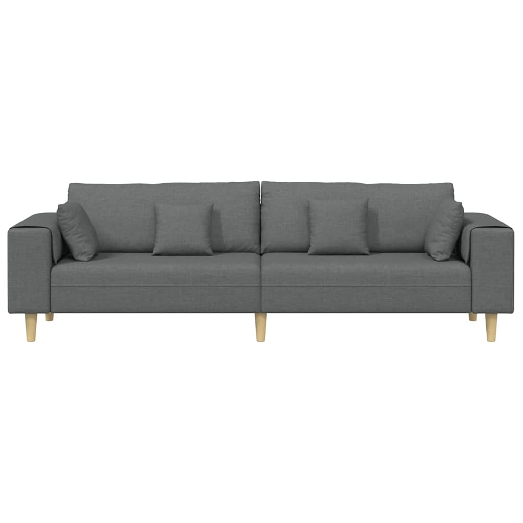 Sofa with Cushion Dark Grey 250 x 77 x 76 cm Fabric