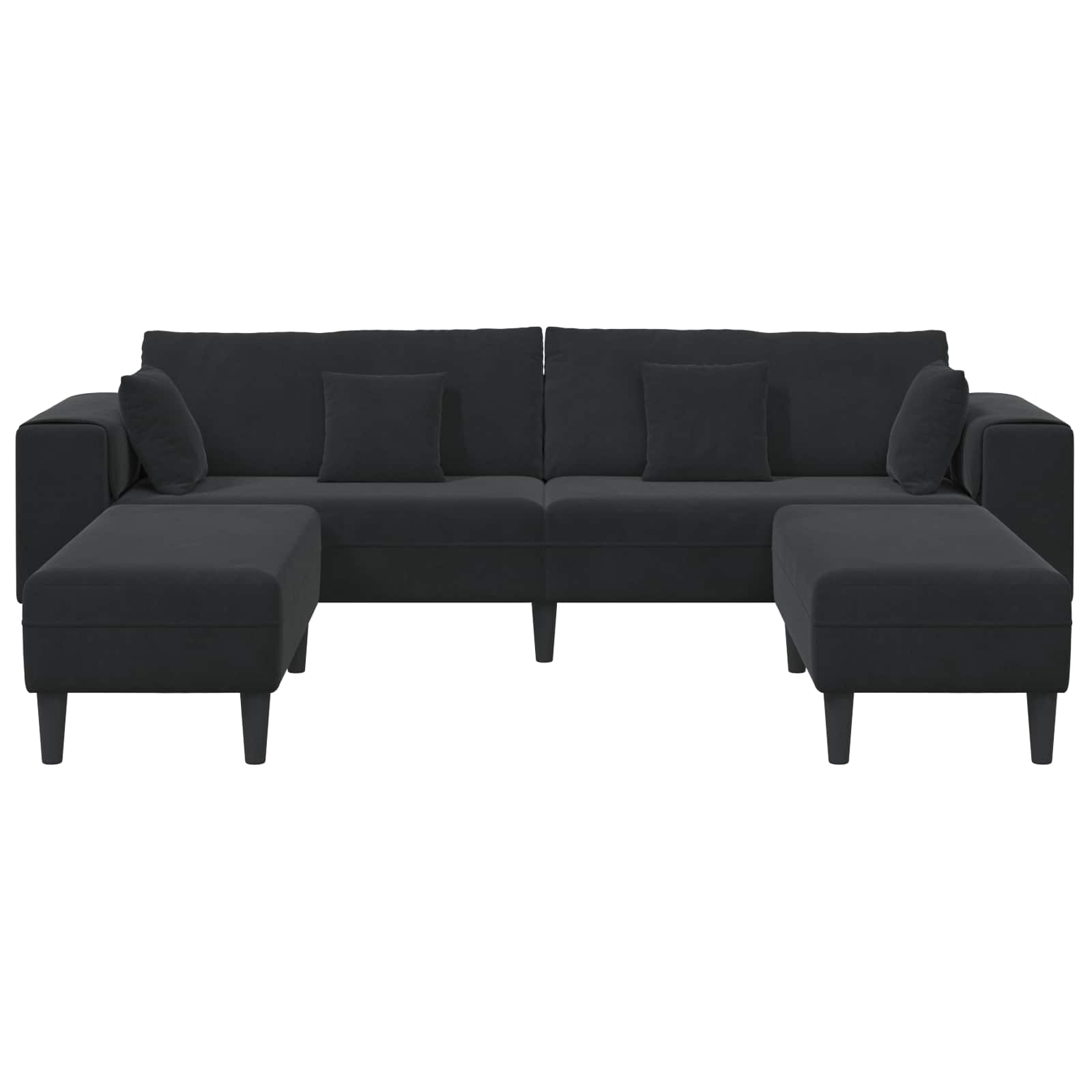 Sofa 3 pcs Black 250 x 188 x 76 cm Velvet