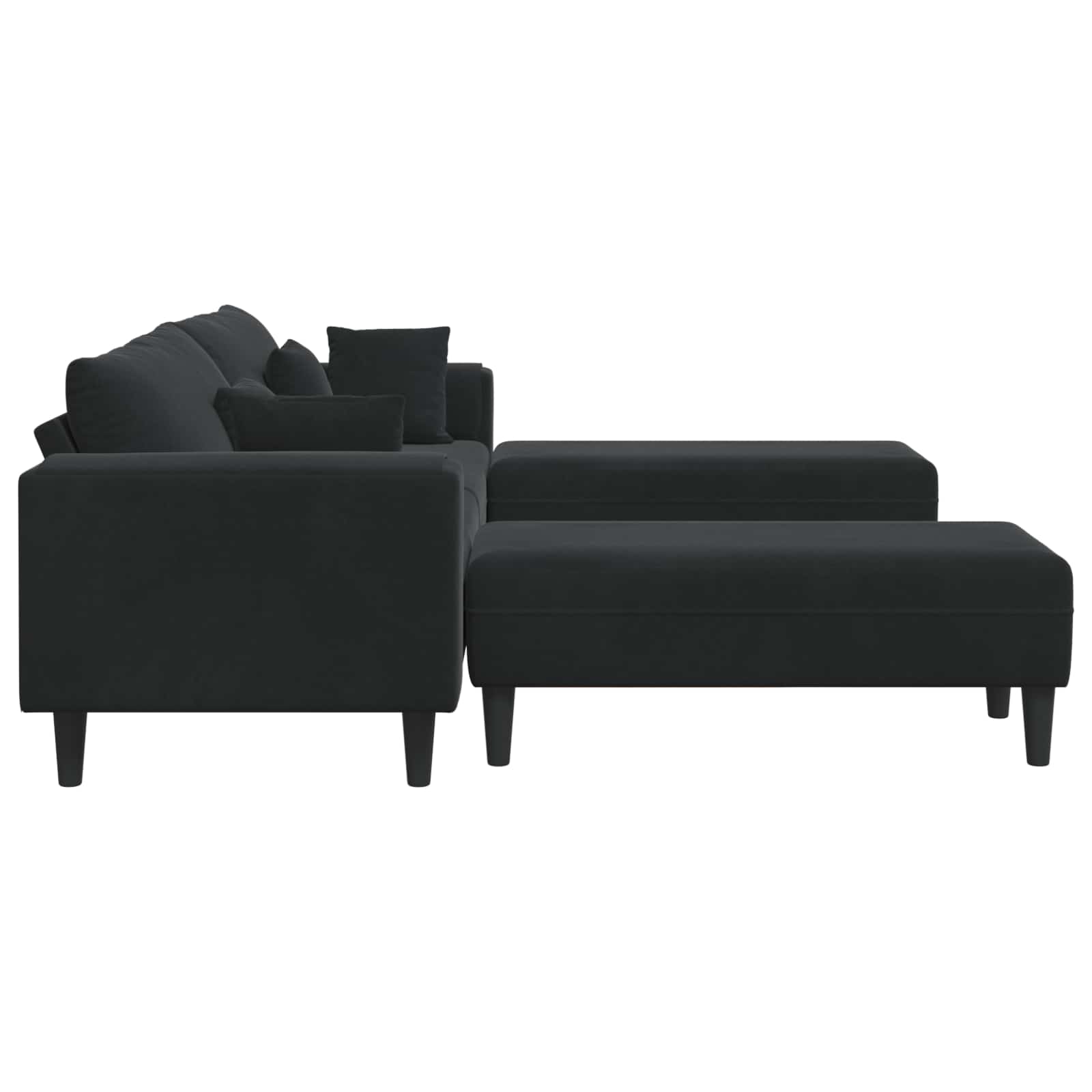 Sofa 3 pcs Black 250 x 188 x 76 cm Velvet