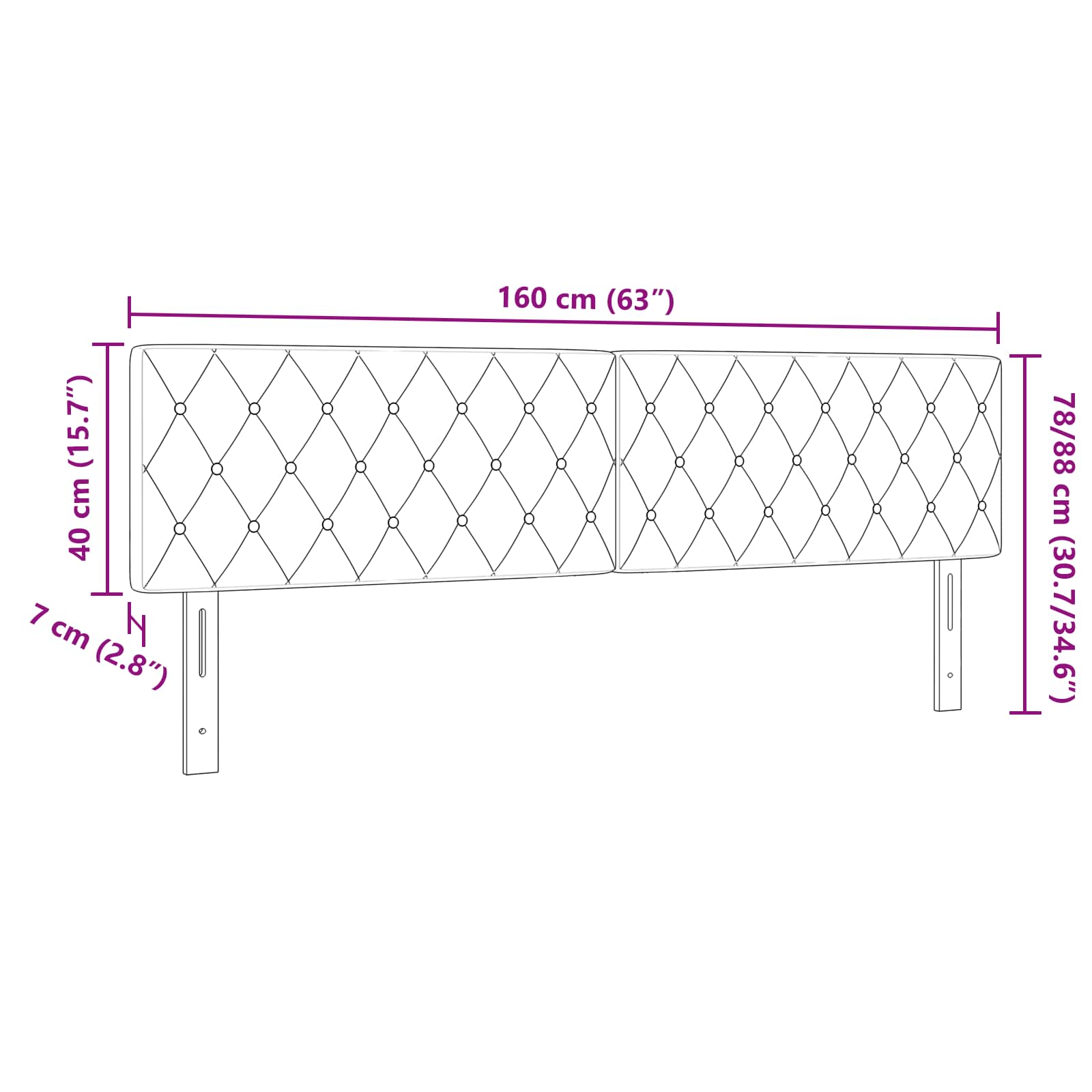 Headboard Black 160 cm Velvet
