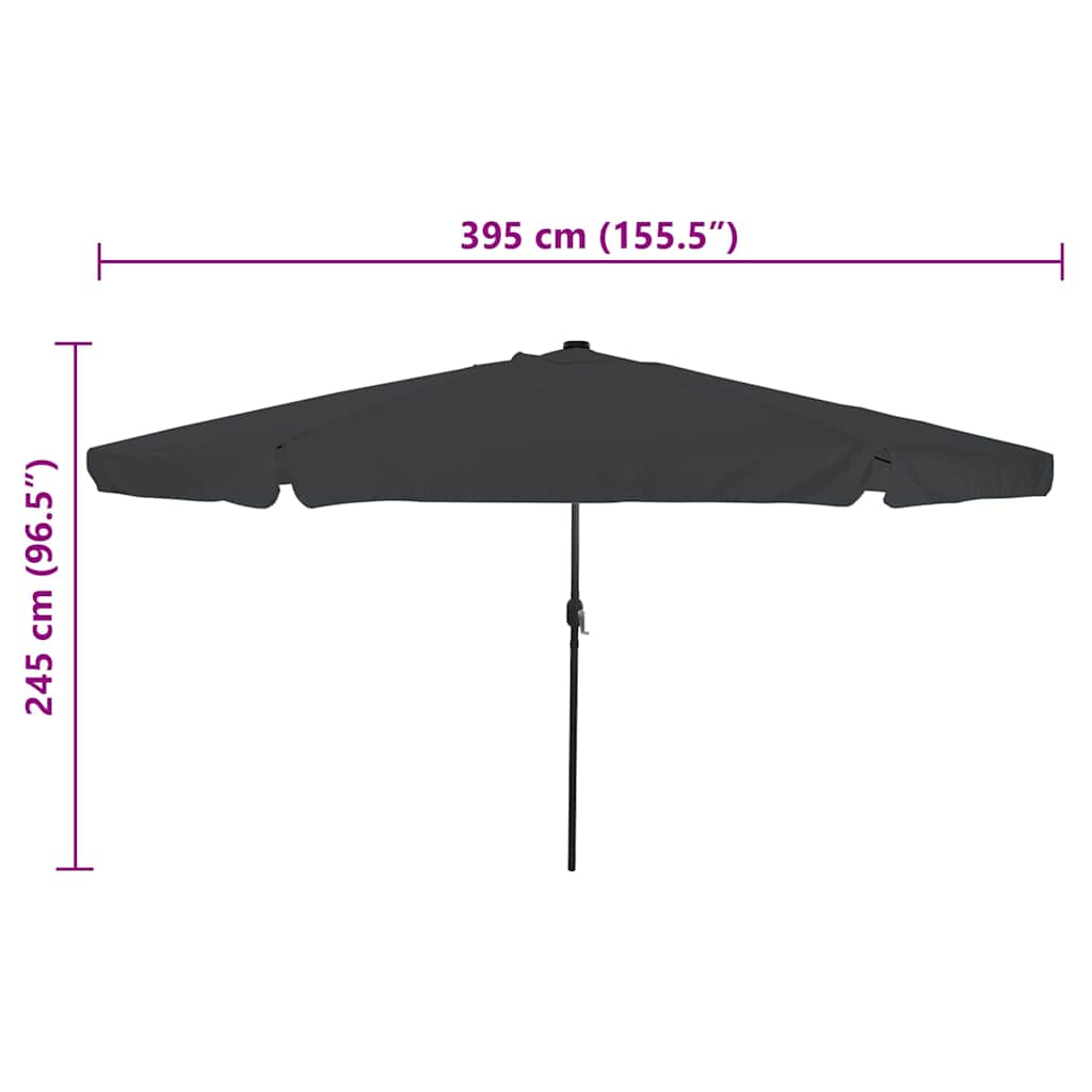 Garden Parasol Anthracite 395 x 395 x 245 cm Polyester