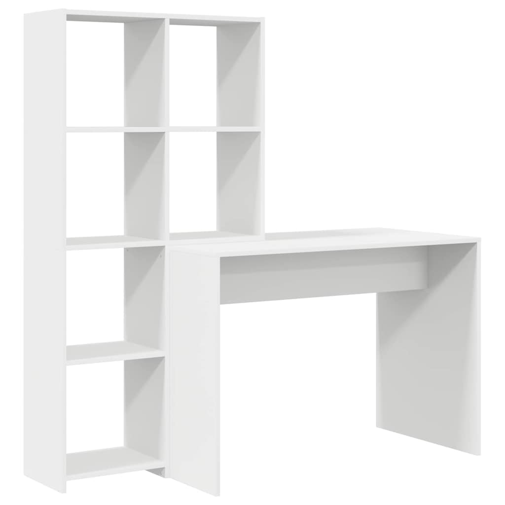 Desk with Shelf White 138,5 x 55 x 143 cm Engineered Wood