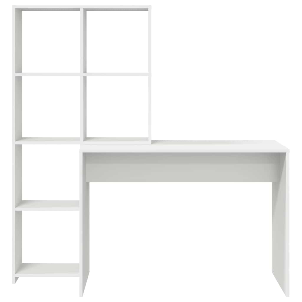 Desk with Shelf White 138,5 x 55 x 143 cm Engineered Wood