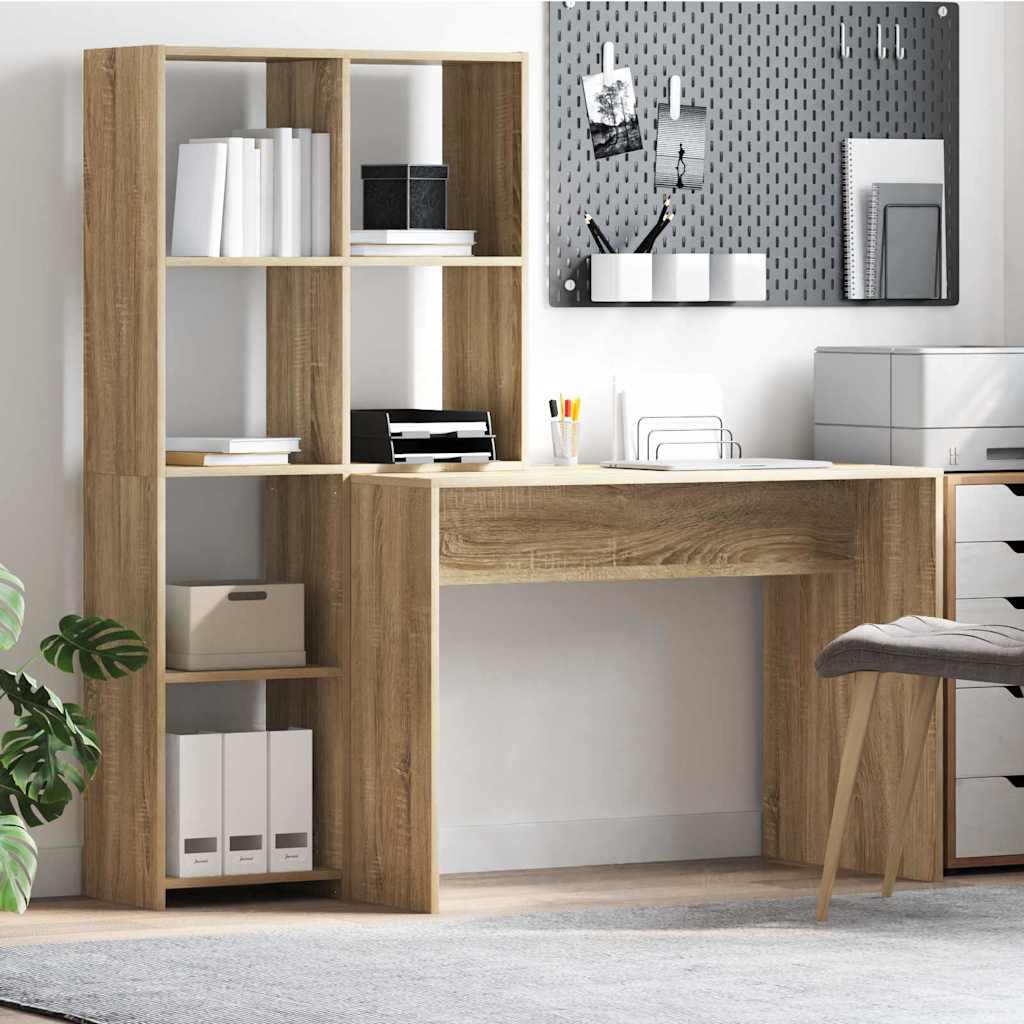 Desk with Shelf Sonoma Oak 138,5 x 55 x 143 cm Engineered Wood
