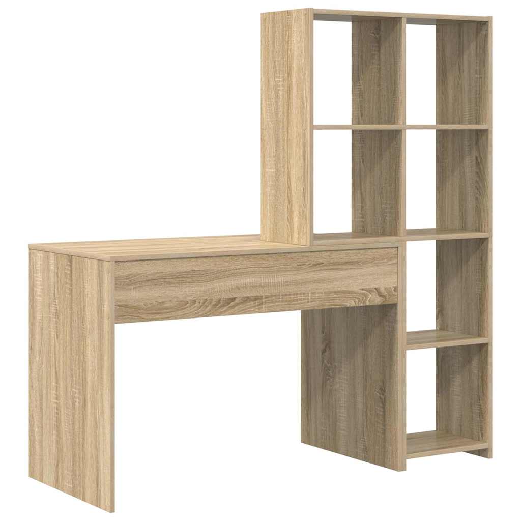 Desk with Shelf Sonoma Oak 138,5 x 55 x 143 cm Engineered Wood