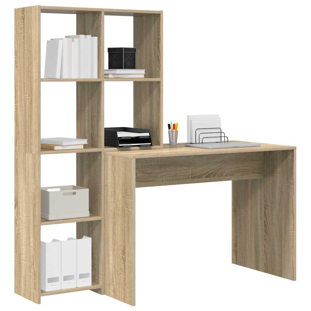 Desk with Shelf Sonoma Oak 138,5 x 55 x 143 cm Engineered Wood