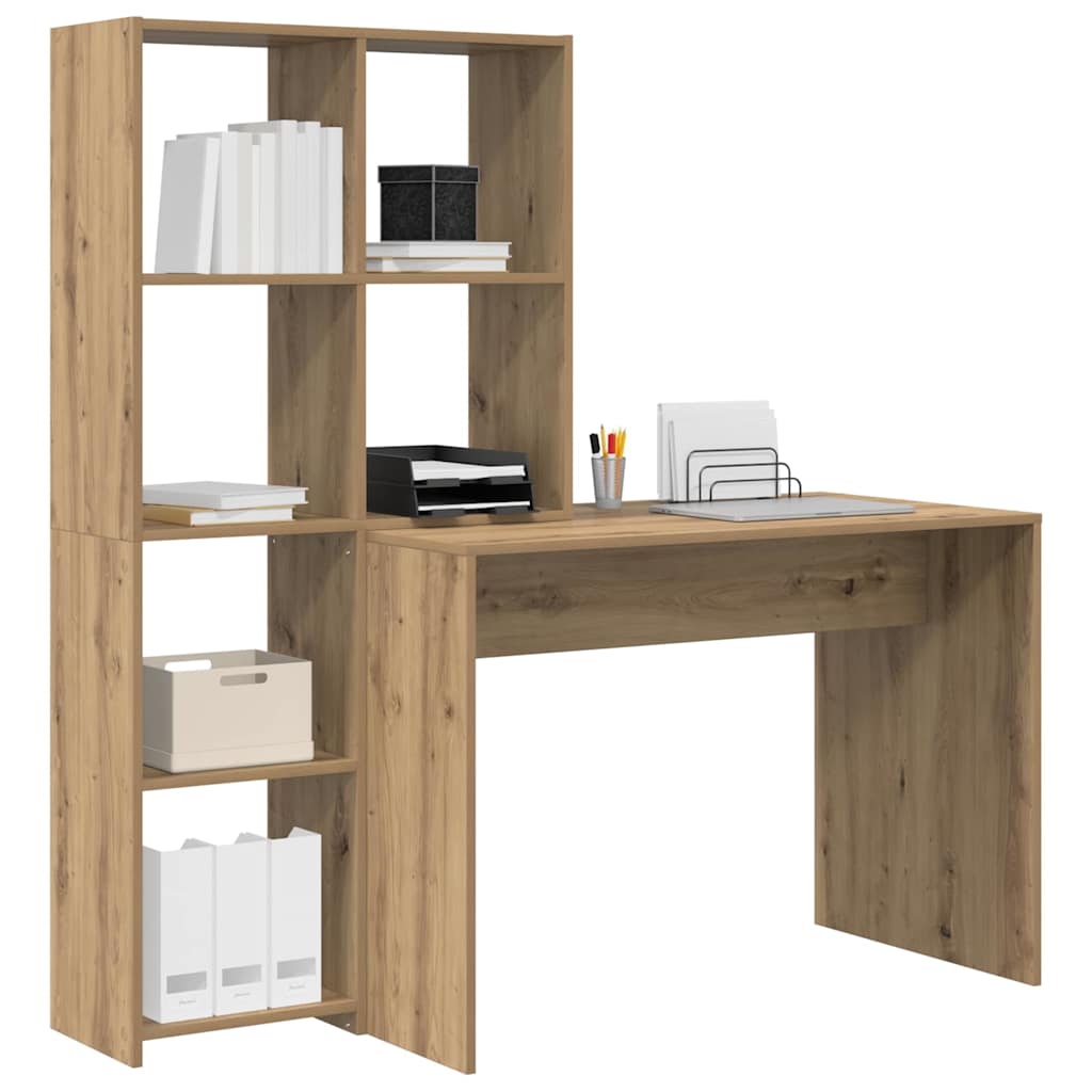 Desk with Shelf Artisan Oak 138,5 x 55 x 143 cm Engineered Wood