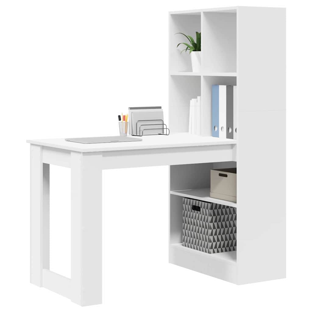 Desk with Shelf White 122 x 67 x 145 cm Engineered Wood
