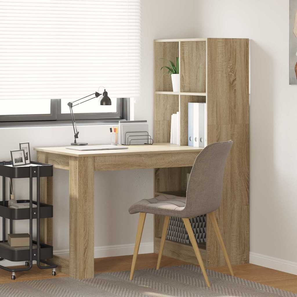 Desk with Shelf Sonoma Oak 122 x 67 x 145 cm Engineered Wood