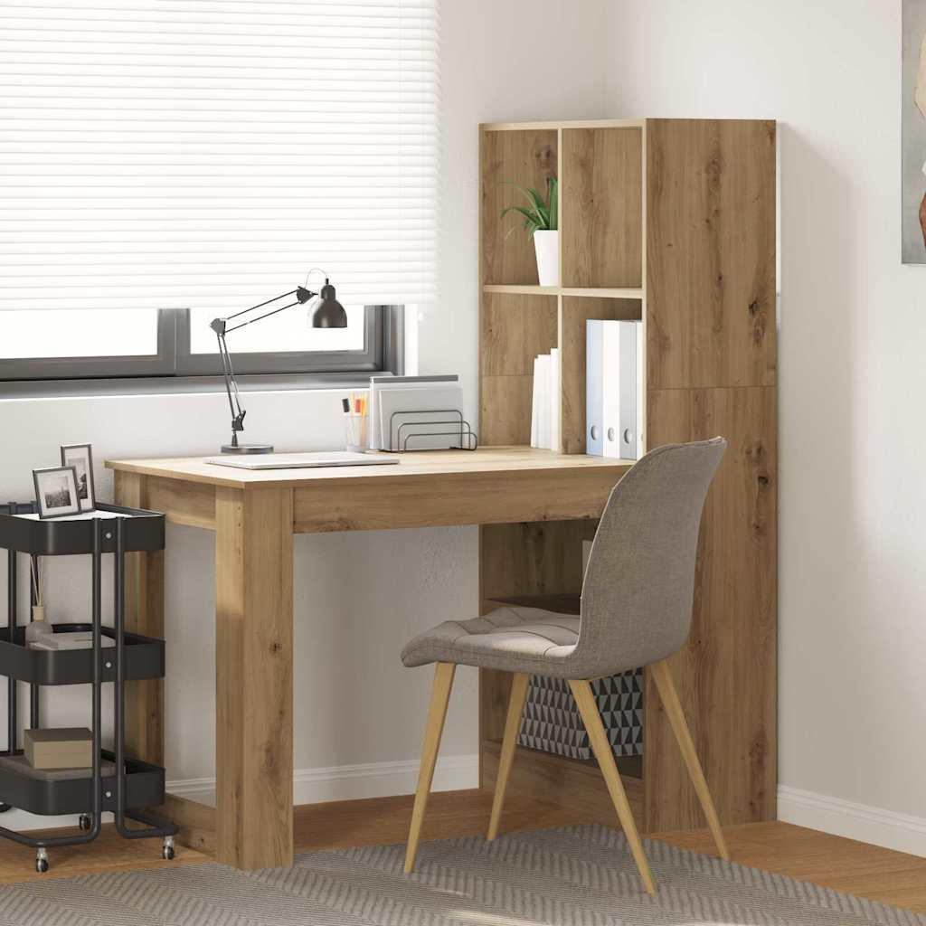 Desk with Shelf Artisan Oak 122 x 67 x 145 cm Engineered Wood