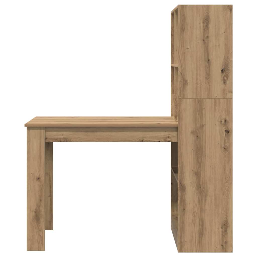 Desk with Shelf Artisan Oak 122 x 67 x 145 cm Engineered Wood