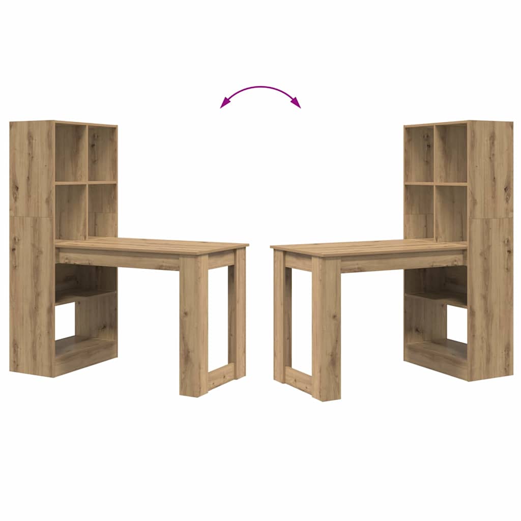 Desk with Shelf Artisan Oak 122 x 67 x 145 cm Engineered Wood