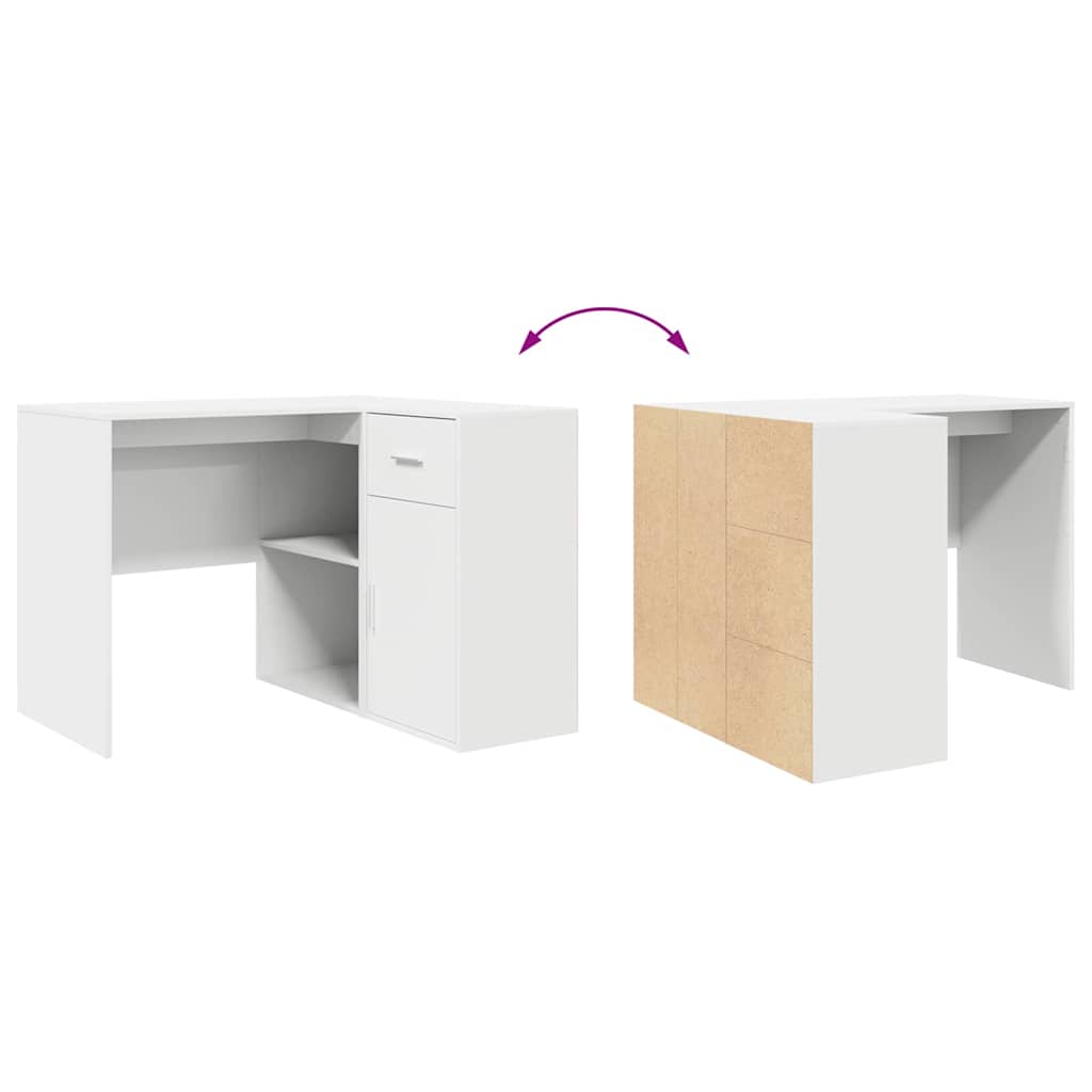 Corner Desk with Drawer White 102 x 50 x 75 cm Engineered wood
