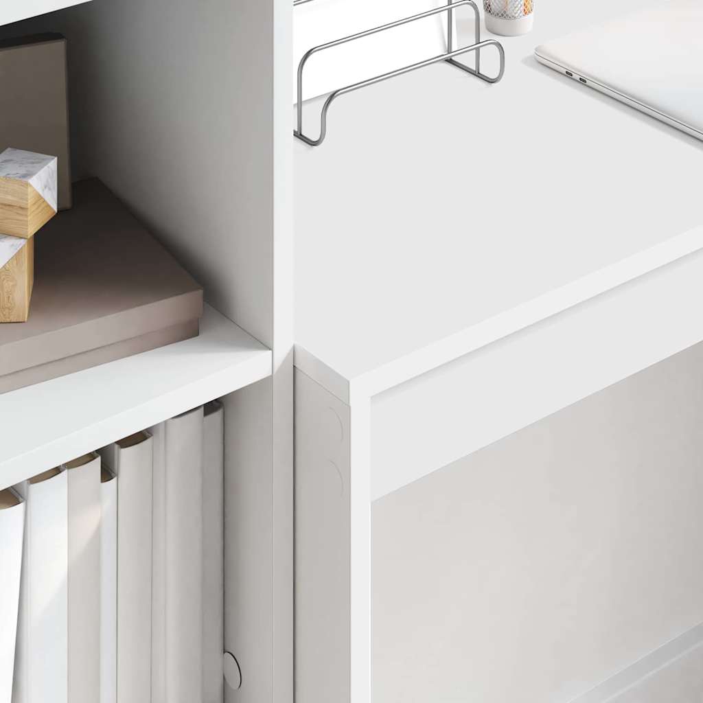 Desk with Storage with Drawer 2 pcs White Engineered wood