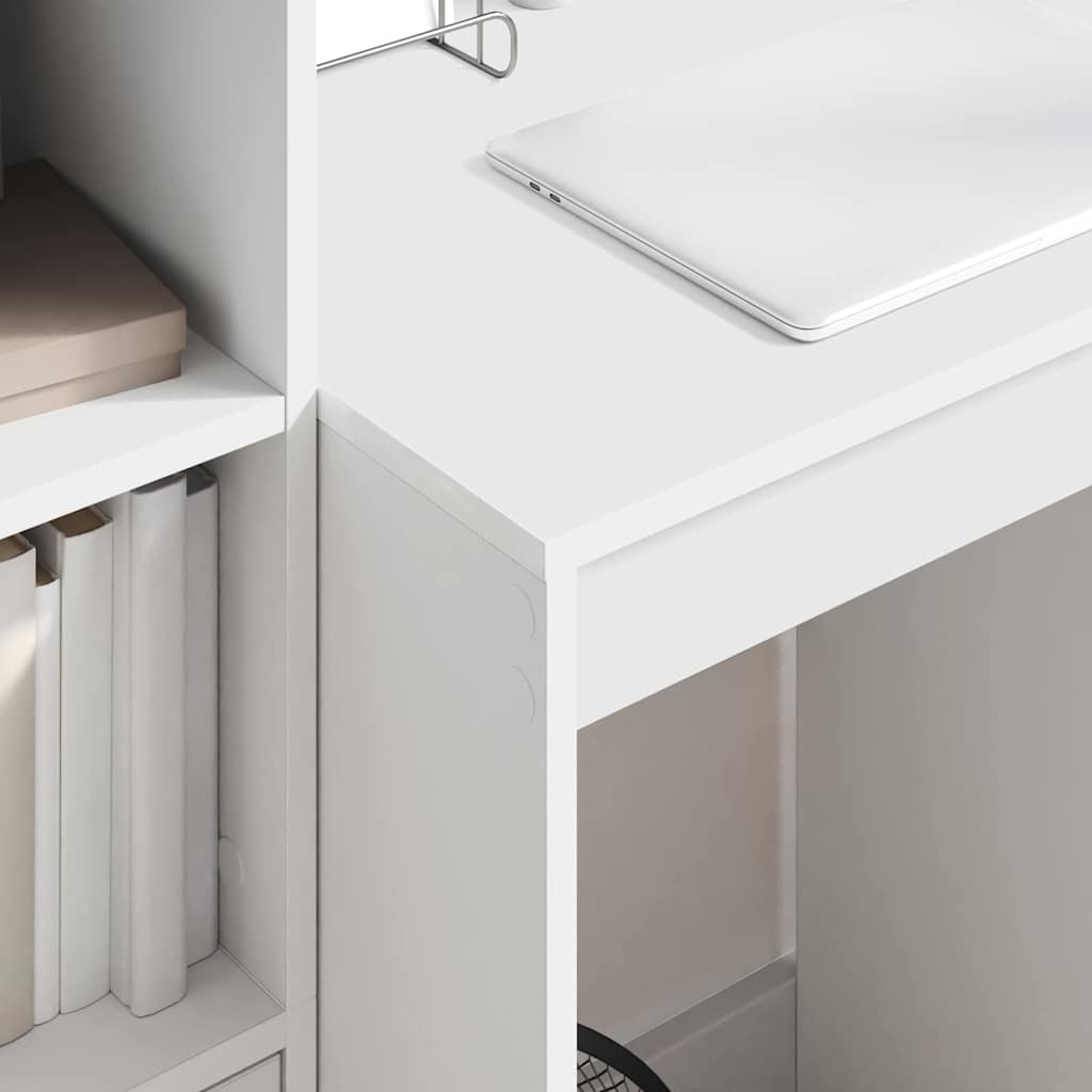 Desk with Storage with Drawer 2 pcs White Engineered wood