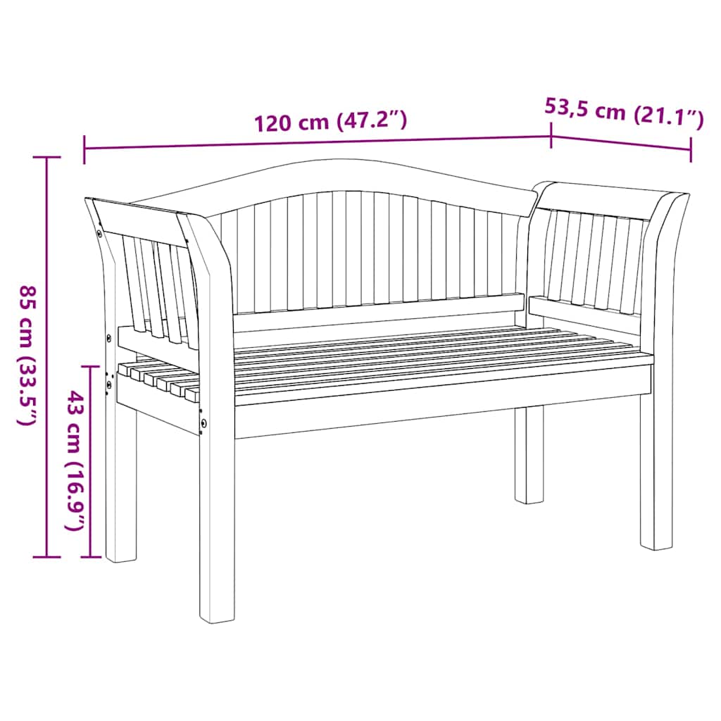 Bench Brown 120 x 53,5 x 85 cm Solid Teak wood