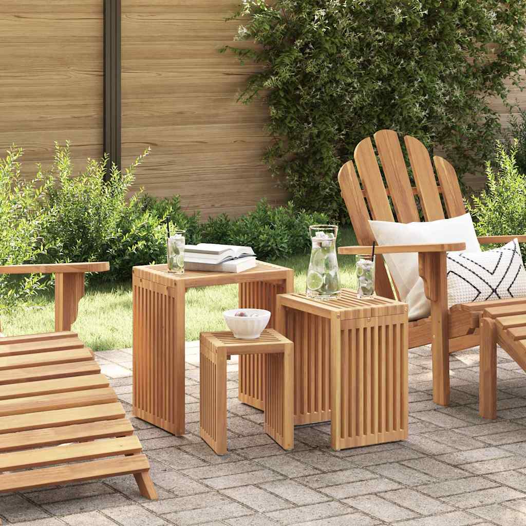 Garden Side Table 3 pcs Brown 33 x 44,5 x 51 cm Solid Teak Wood