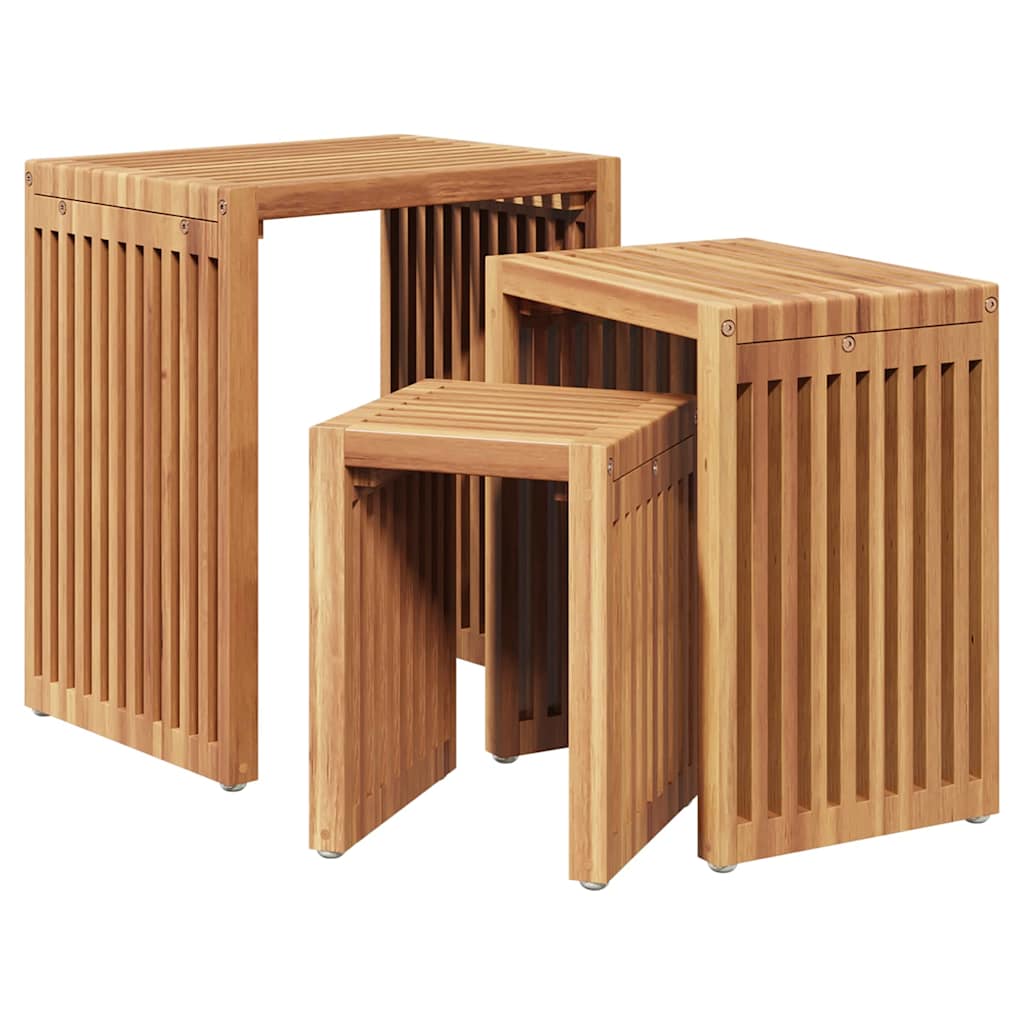 Garden Side Table 3 pcs Brown 33 x 44,5 x 51 cm Solid Teak Wood