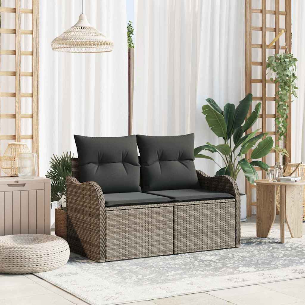 Garden Sofa Grey 121 x 62 x 69cm Poly Rattan