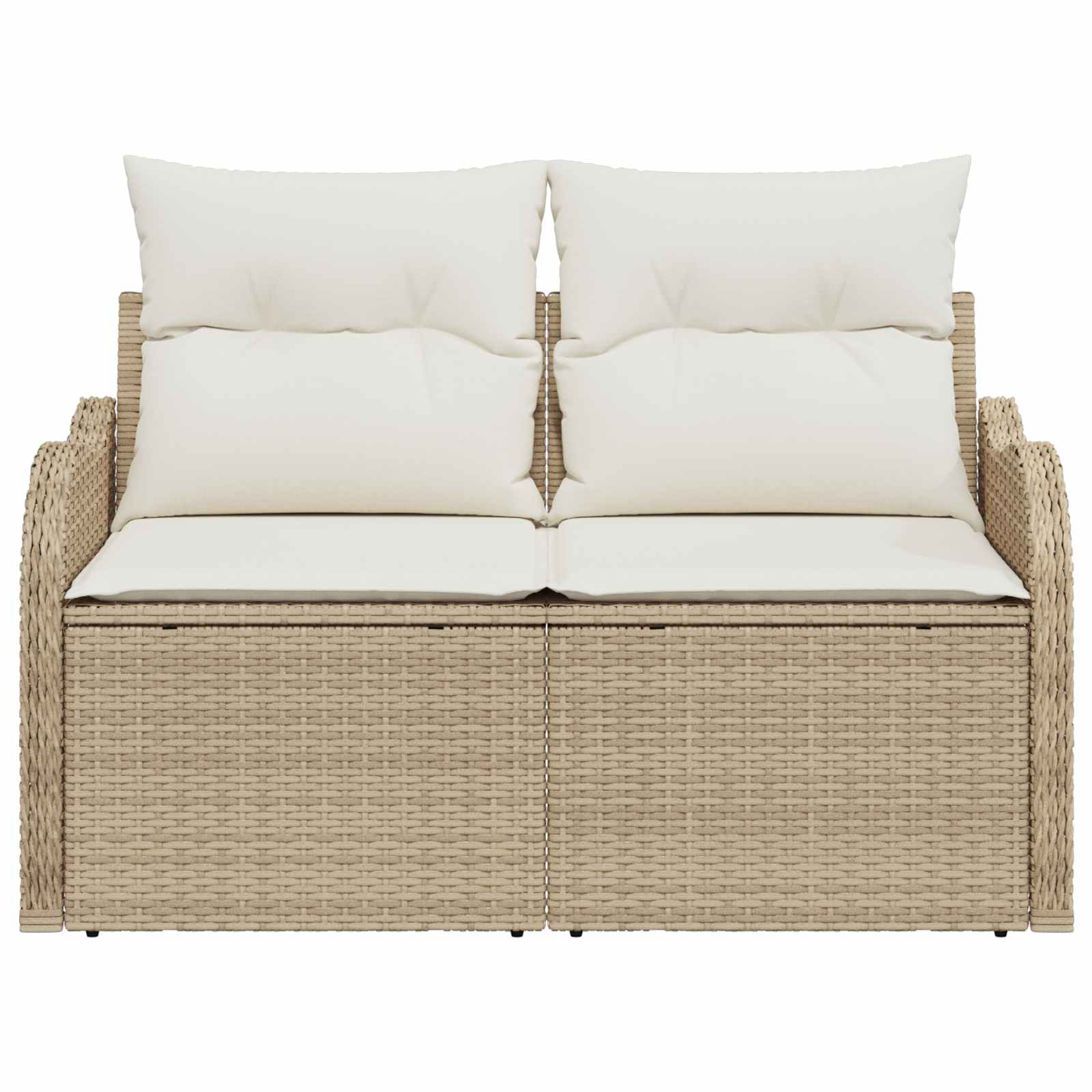 Garden Sofa with Cushion Beige 121 x 62 x 69cm Poly Rattan