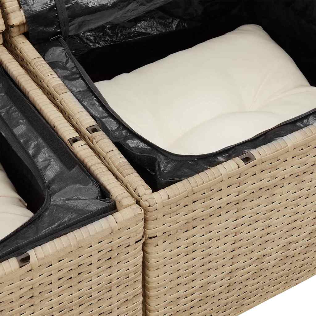 Garden Sofa with Cushion Beige 124 x 62 x 69cm Poly Rattan