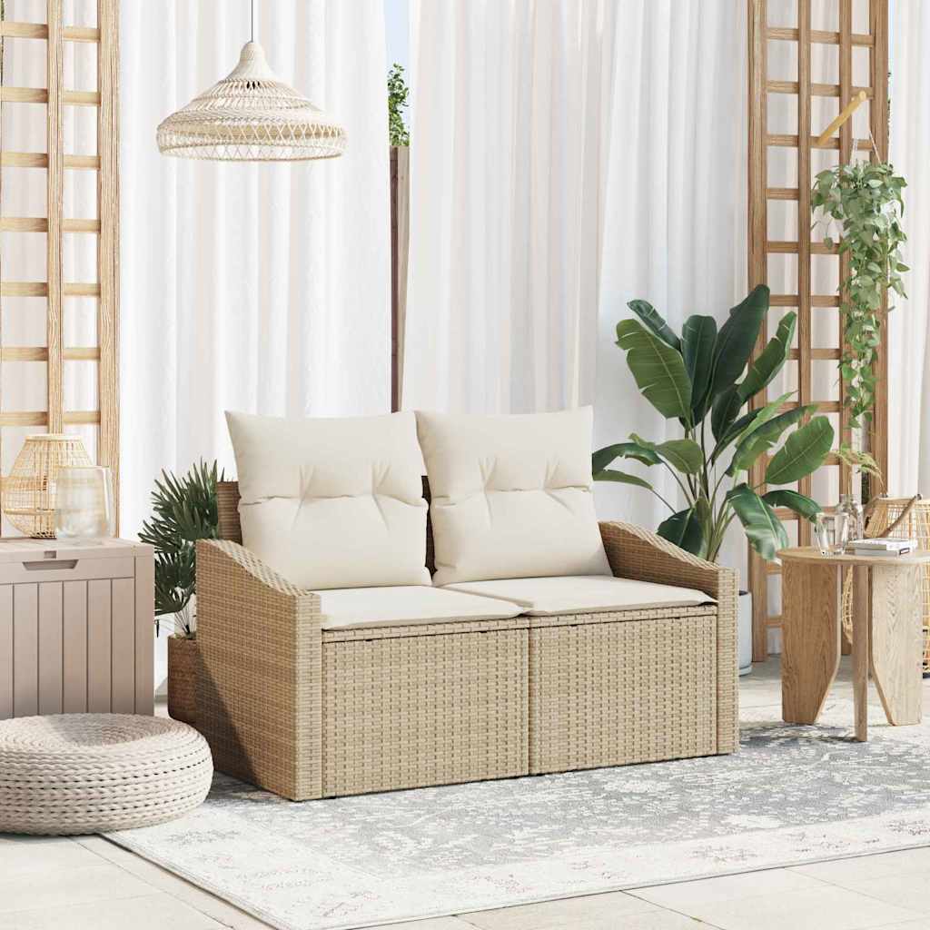 Garden Sofa with Cushion 123 x 62 x 69 cm Poly Rattan