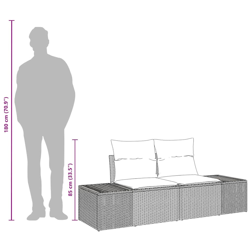 Garden Sofa with Cushion Black 123 x 62 x 69cm Poly Rattan