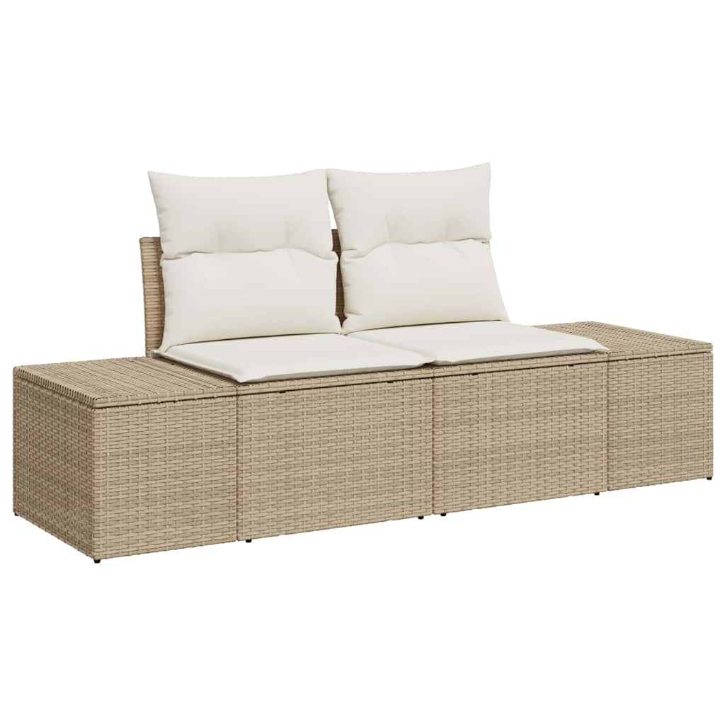 Garden Sofa with Cushion Beige 123 x 62 x 69cm Poly Rattan