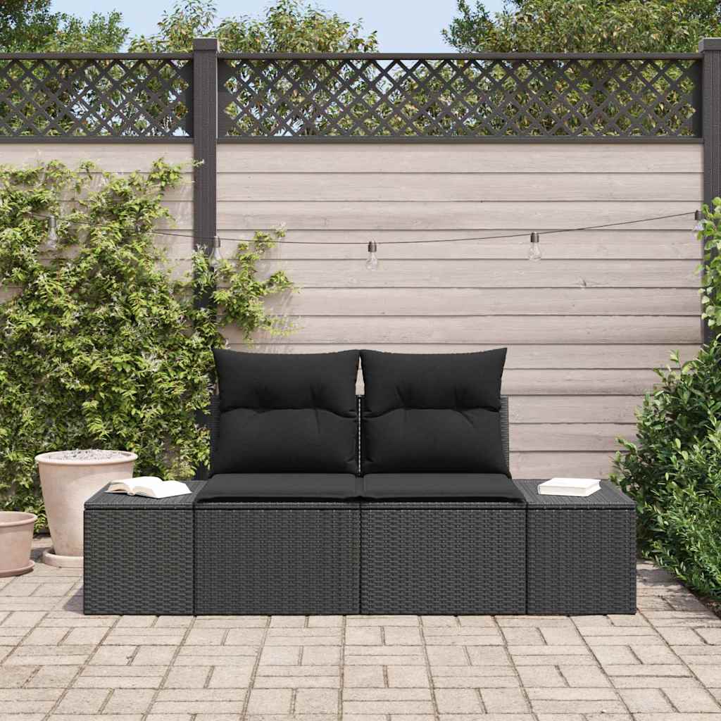 Garden Sofa Black 123 x 62 x 69cm Poly Rattan