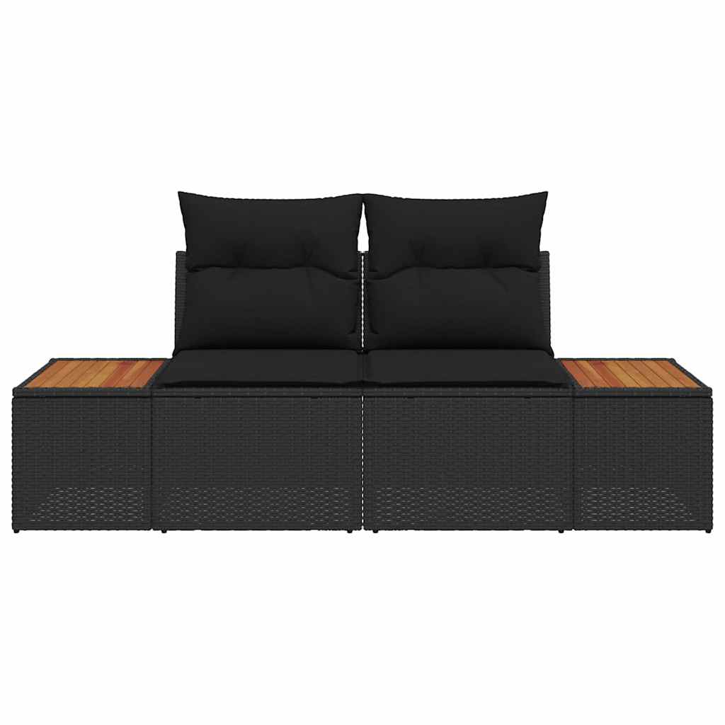 Garden Sofa Black 184 x 62 x 85cm Poly Rattan
