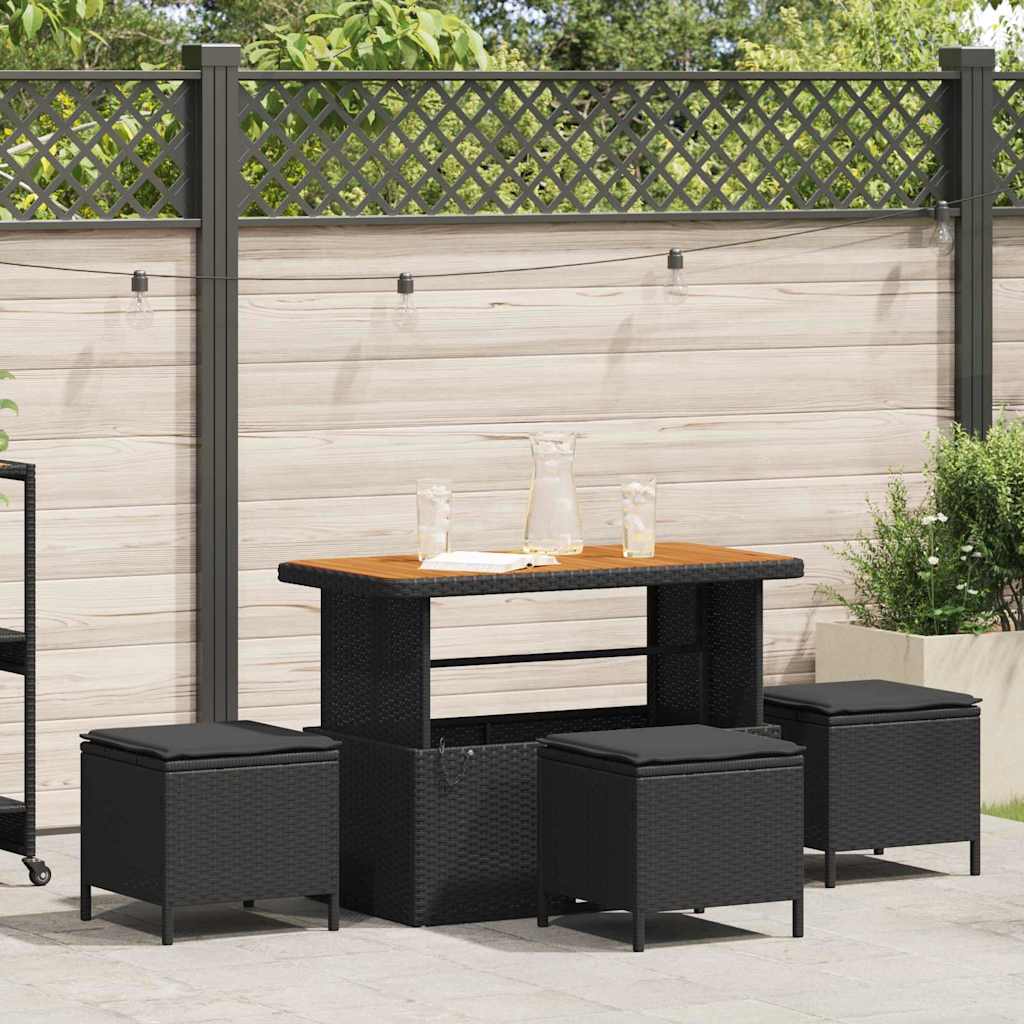 Garden Dining Set Black Poly rattan