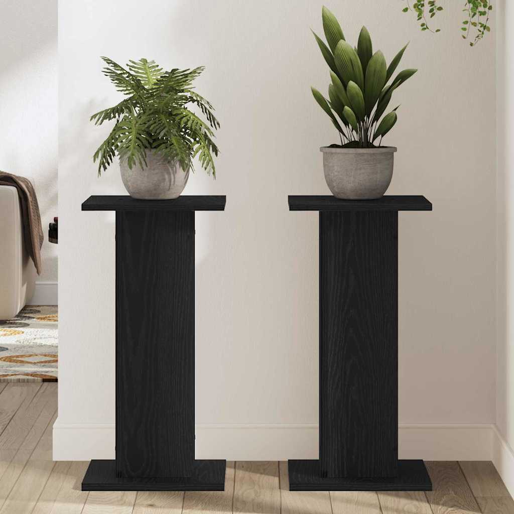 Plant Stand 2 pcs Black Oak 30 x 30 x 60 cm Engineered wood