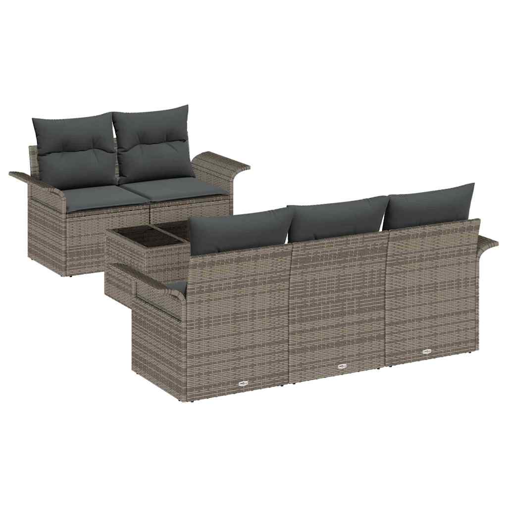 Garden Sofa Set 6 pcs Grey Poly rattan