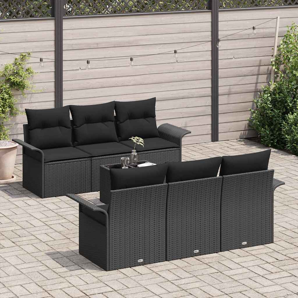 Garden Sofa Set 7 pcs Black Poly rattan