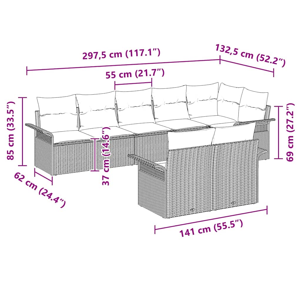 Garden Sofa Set with Cushion 8 pcs Black Poly Rattan