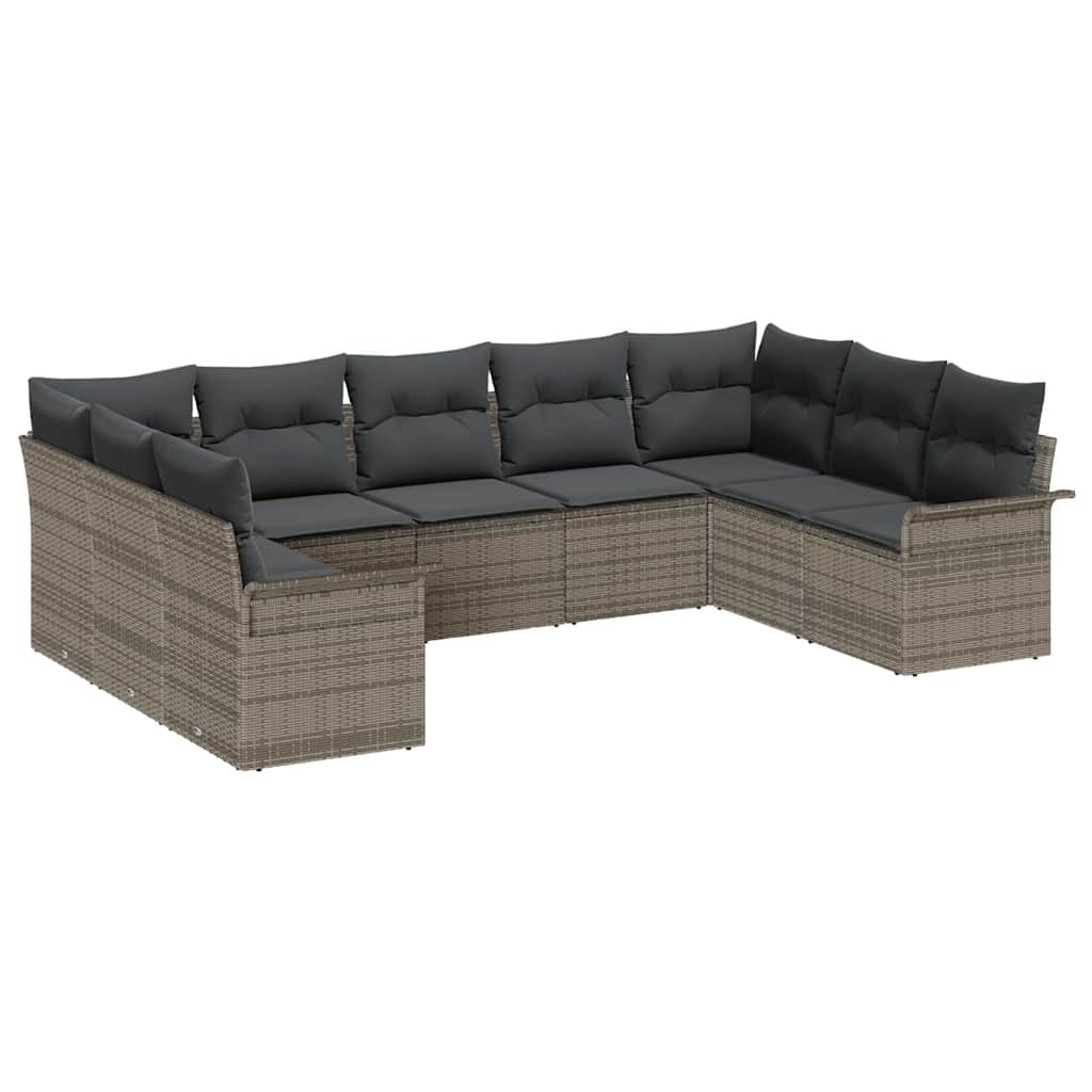 Garden Sofa Set with Cushion Grey Poly Rattan