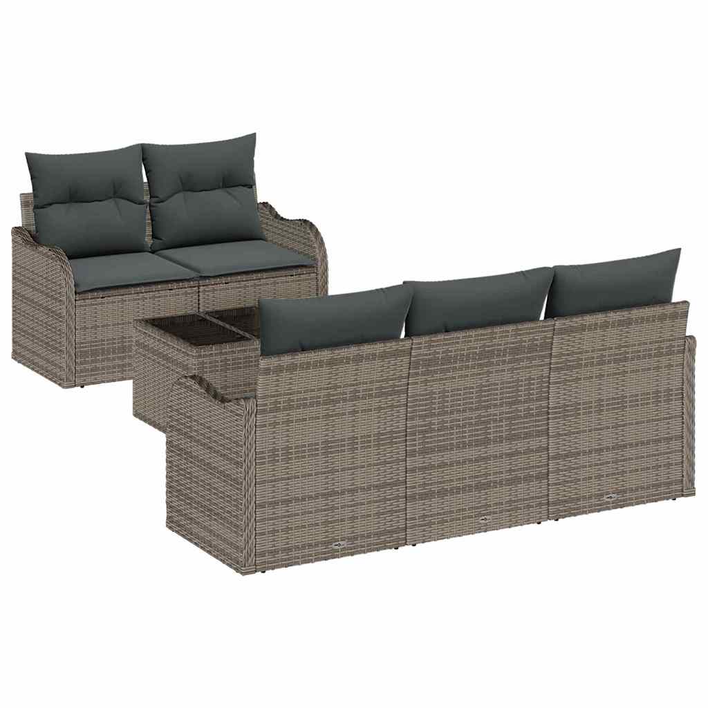Garden Sofa Set 6 pcs Grey Poly rattan