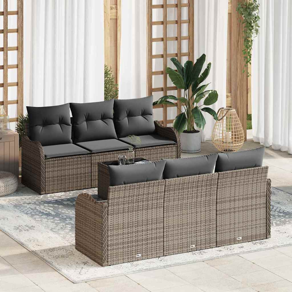 Garden Sofa Set 7 pcs Grey 55 x 55 x 37 cm Poly rattan