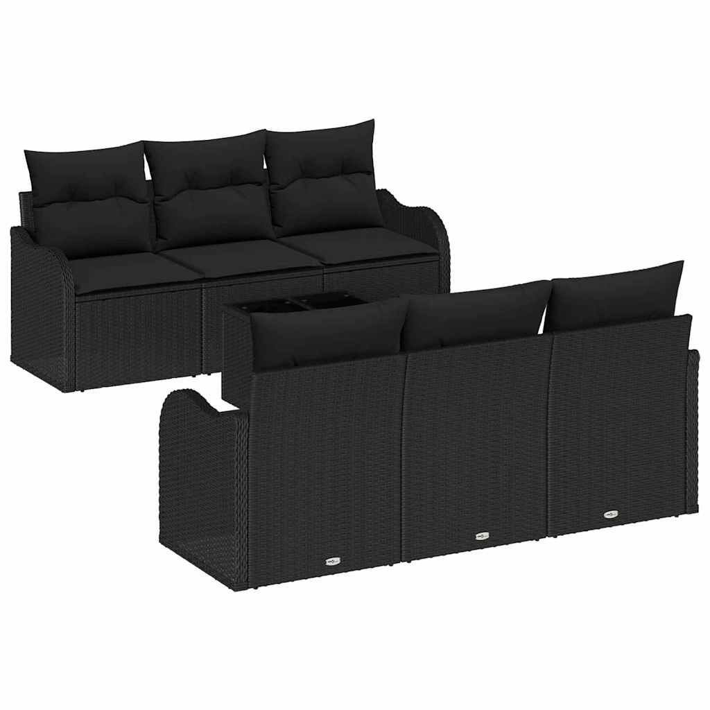 Garden Sofa Set 7 pcs Black 55 x 55 x 37 cm Poly rattan